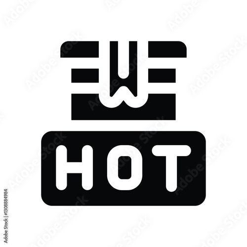 hot glyph icon. Strong and solid vector icon for websites, mobile interfaces, presentations, and visual branding. High quality and easy to edit.