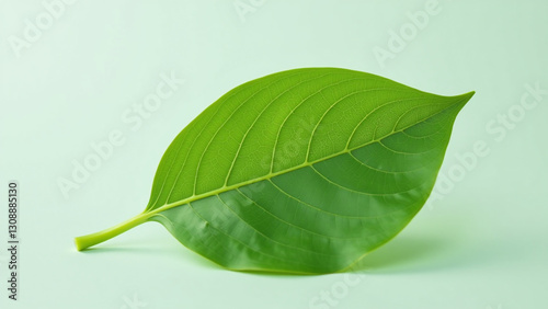 fresh green leaf carefully removed