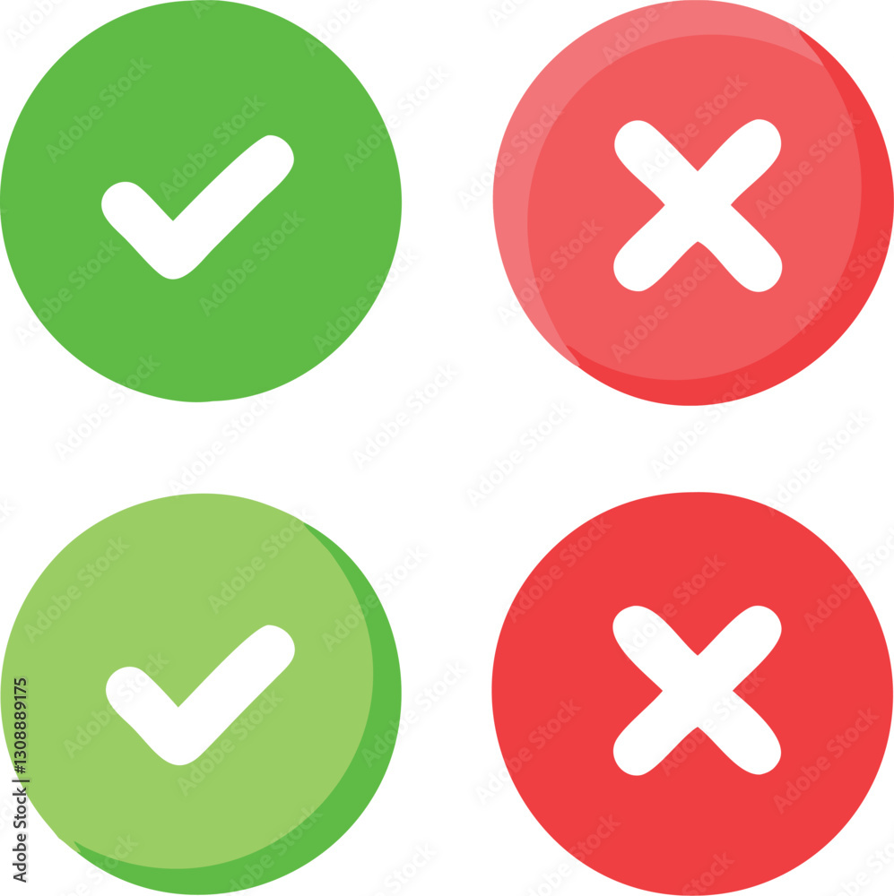 Checkmarks yes and no. Vector illustration Checkmarks yes and no. Vector illustration