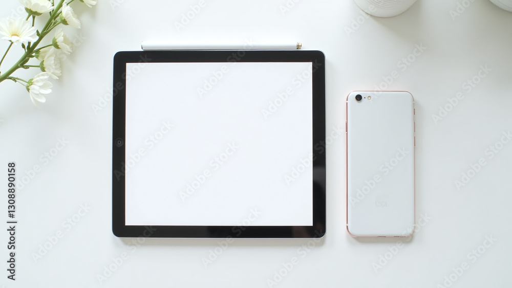 blank tablet phone sit alone plain white surface distractions blank tablet phone sit alone plain white surface distractions