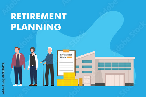 Retirement Planning and Financial Security – Conceptual 2d flat vector illustrations