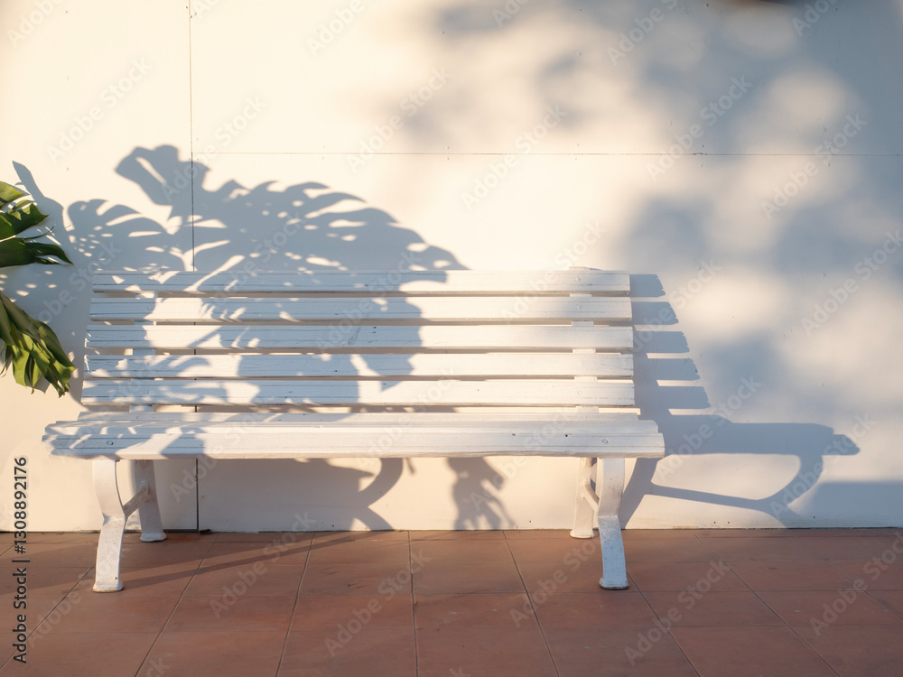 White long chair in nature background.