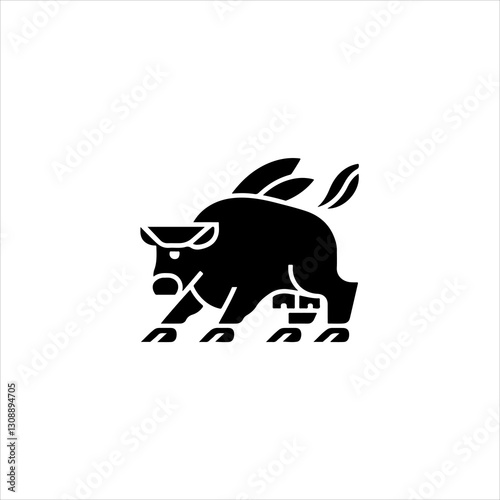 minimalist silhouette of a coiw in black and white