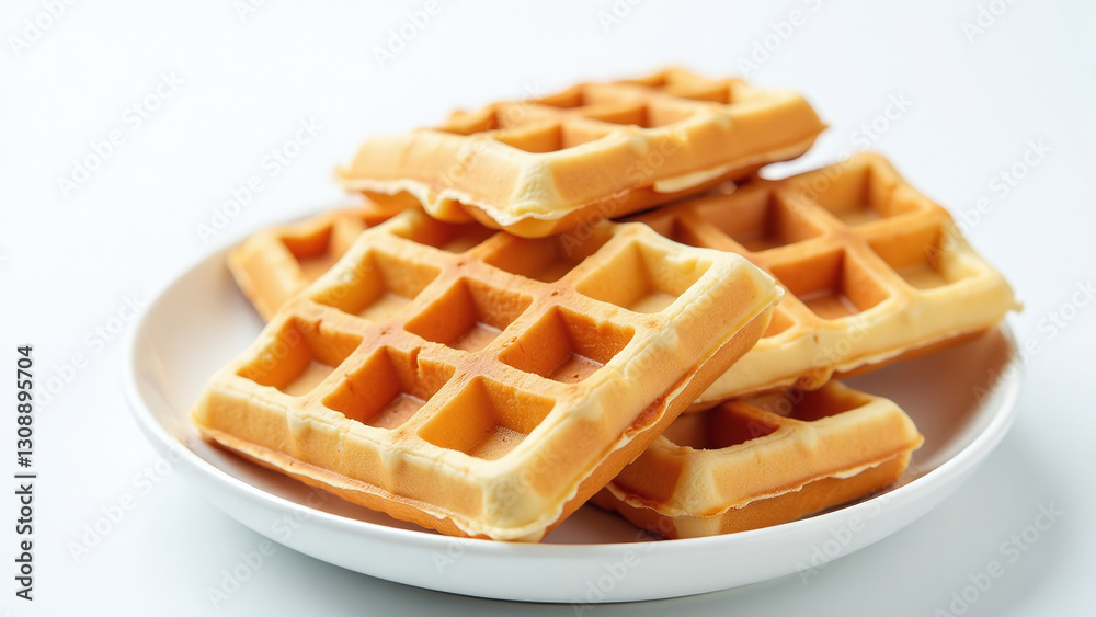freshly made waffle pieces white background batch crispy baked waffle batter every morning freshly made waffle pieces white background batch crispy baked waffle batter every morning