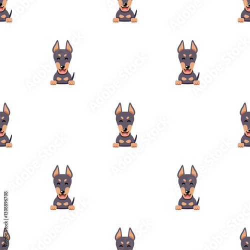 Vector cartoon character cute doberman dog seamless pattern background for design.