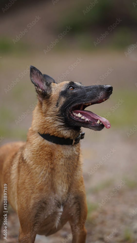 Belgian Malinois giving his owner full attention Belgian Malinois giving his owner full attention