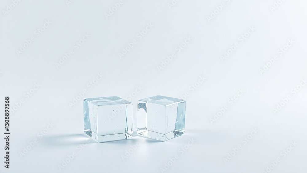 ice cubes sit clean white background alone surrounded empty space ice cubes sit clean white background alone surrounded empty space