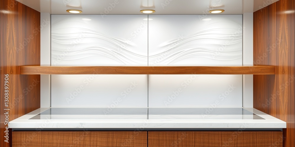 Fototapeta premium Modern Freezer Shelf Organizer with Calm Curves and Gold Accents