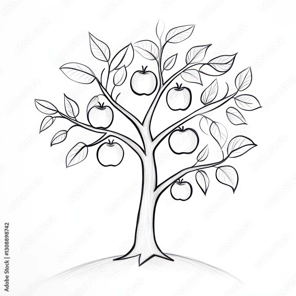 Obraz premium Simple Apple Tree Drawing