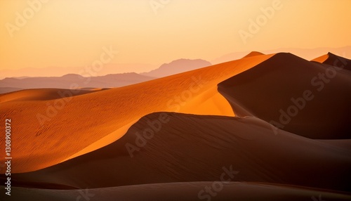 Golden desert dune gradient: sunset sand transition. Warm, natural color blend.  Serene landscape texture. Desert sunset background.

