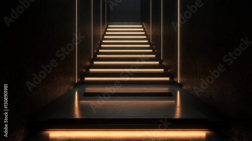 A set of stairs in a dimly lit room with no clear exit or entrance