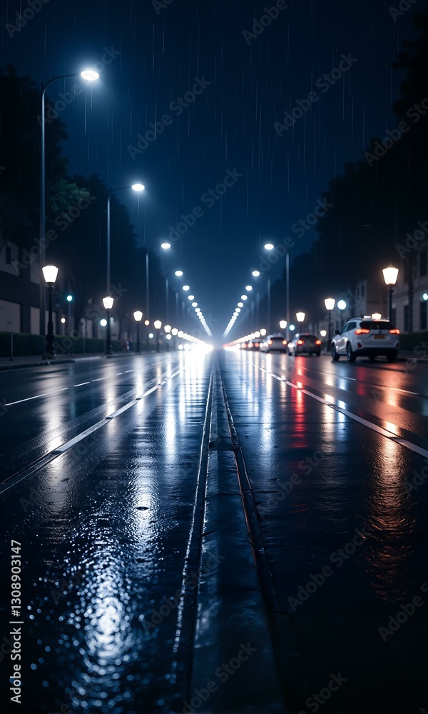 雨夜的街道灯光 雨夜的街道灯光