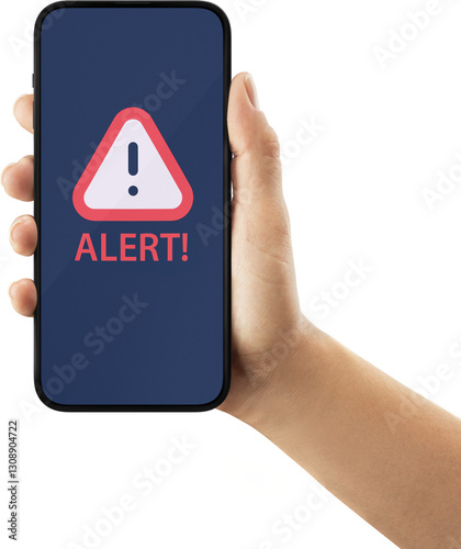 Alert Warning Displayed on Smartphone Screen with Red Caution Symbol