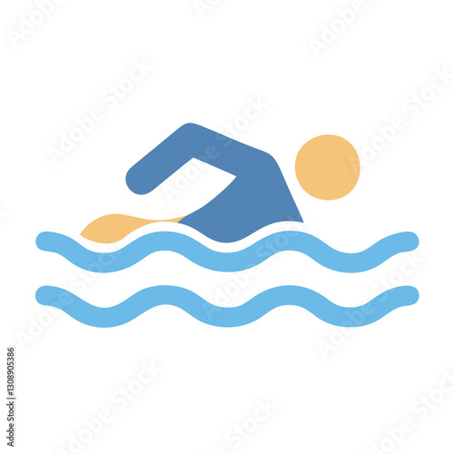 This dynamic vector illustration depicts a swimmer in action, suitable for promoting water sports and fitness, emphasizing physical activity as a key element of a healthy lifestyle.