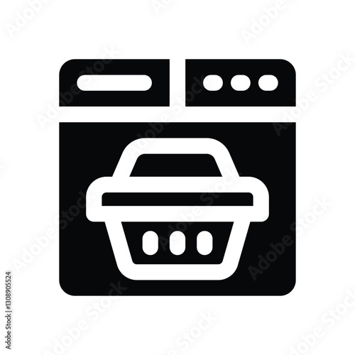 shopping basket glyph icon. Strong and solid vector icon for websites, mobile interfaces, presentations, and visual branding. High quality and easy to edit.