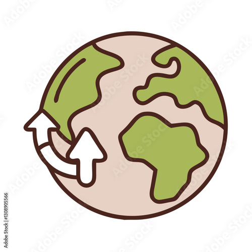 A vector image of the Earth with recycling elements, promoting global environmental protection and sustainable practices for future generations and ecological awareness.