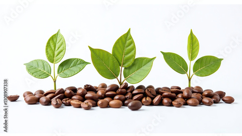 white backgroundting leaves fresh roasted coffee beans necessary step brewing process every