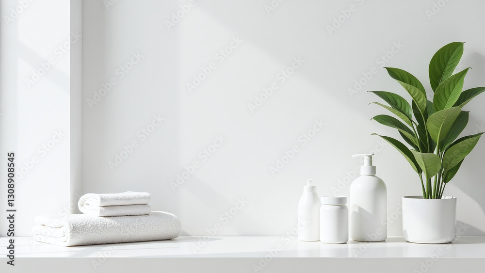 Fototapeta premium white backgroundting spa wellness accessories reduces clutter organization issues home space quickly efficiently every