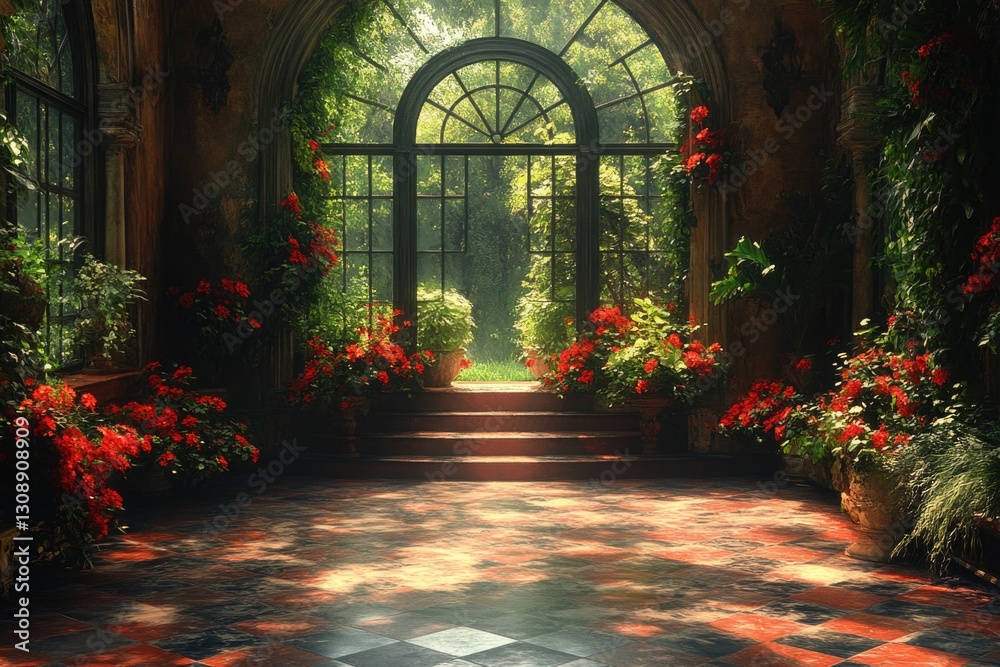 Fototapeta premium A cozy room filled with many types of plants and flowers