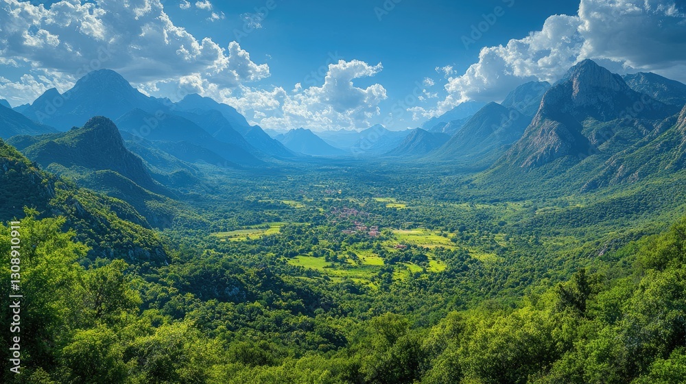 A panoramic view of a mountainous landscape featuring rolling hills and steep cliffs under a partly cloudy sky. A panoramic view of a mountainous landscape featuring rolling hills and steep cliffs under a partly cloudy sky.