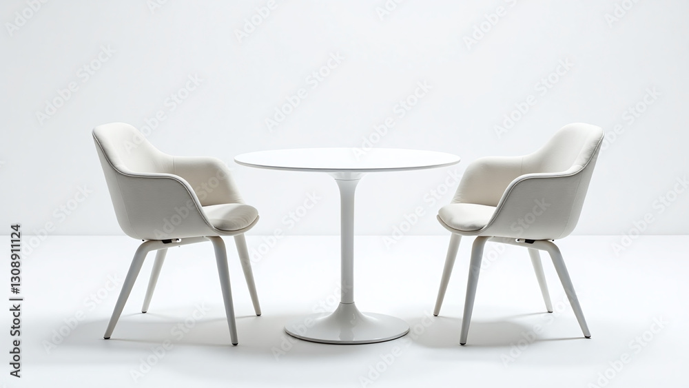 sleek modern chairs table set circular design white background sleek modern chairs table set circular design white background