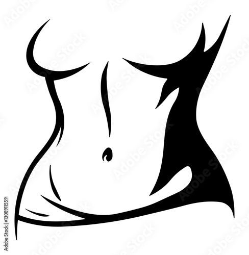 black silhouette of a woman's waist without background