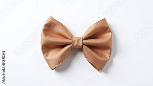 brown fabric bow white background simple