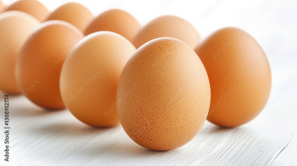 Fresh Brown Eggs on White Wooden Background Fresh Brown Eggs on White Wooden Background
