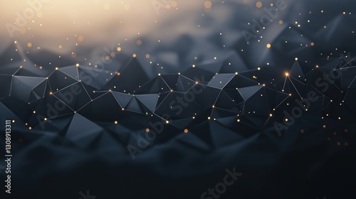 A black and gold background with a lot of triangles and dots