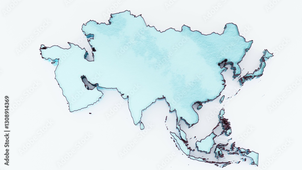Explore this 3D Asia continent map, designed with precision and detail. Perfect for geography projects, educational materials, business presentations, travel visuals, global trade, and cartography-bas Explore this 3D Asia continent map, designed with precision and detail. Perfect for geography projects, educational materials, business presentations, travel visuals, global trade, and cartography-bas