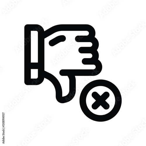 thumb down line icon. Clean and minimalist vector icon for websites, mobile apps, presentations, and logos. Fully scalable and customizable for any project.