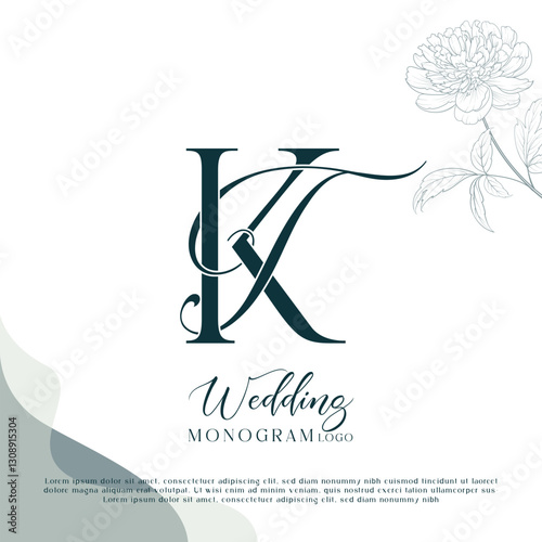 TK, KT Initial Wedding Logo Monogram