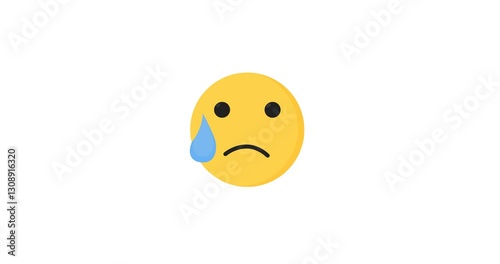 Animated Facebook Crying Emoji (Tearful Face) with Transparent Background - Perfect for Video Overlays