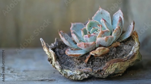 Dead Succulent. Wilted Houseplant Showing Signs of Decay and Drying Out photo