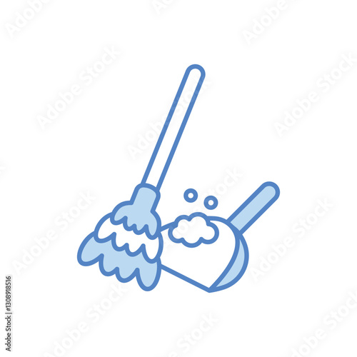 Broom and Dustpan Combo Vector icon