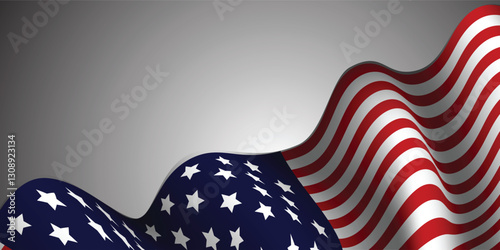 Flowing USA Flag  Vector