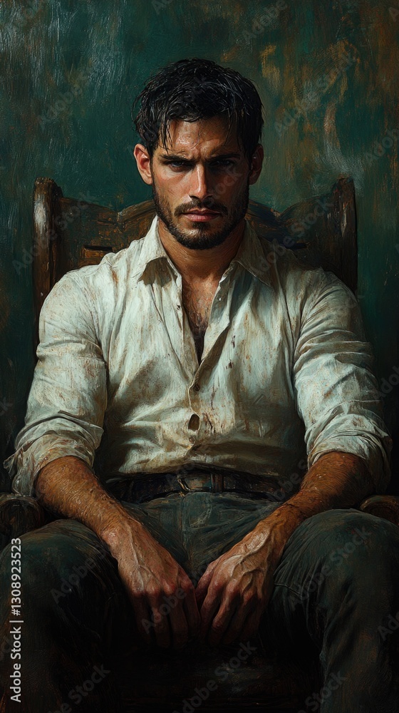 Obraz premium A person sitting in a chair, possibly waiting or contemplating