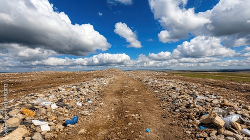 Conservation Challenges in Nature: Garbage on Scenic Landscape