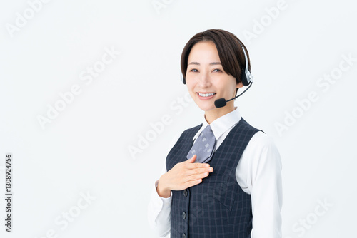 Plakat ミドルのオペレーターの女性