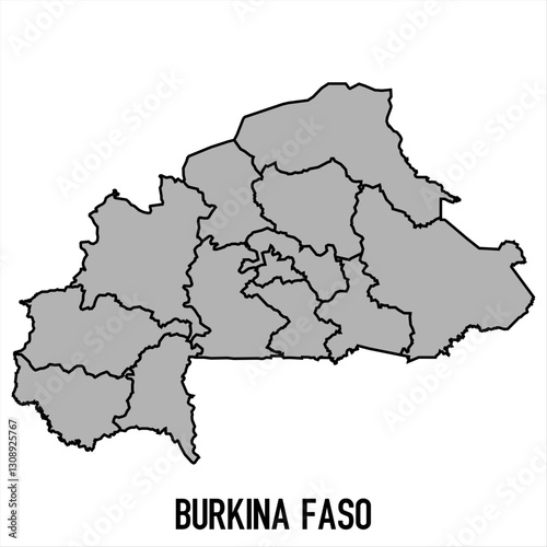 Burkina Faso map in grey style isolated on white background. Vector illustration