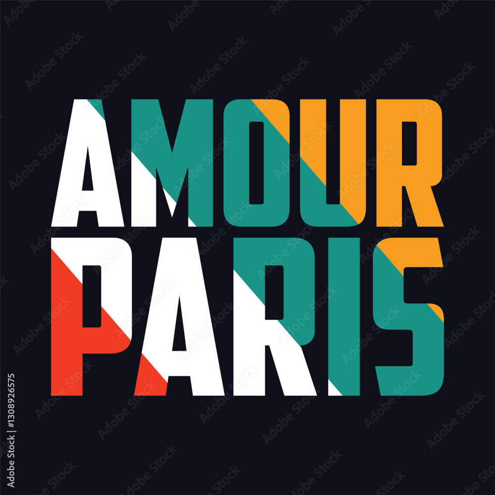 Fototapeta premium Amour Paris college slogan with heart glitter vector illustration for t-shirt and other uses