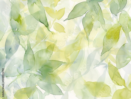 Nature-Inspired Abstract Foliage in Watercolor Style Generative AI  
