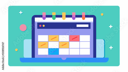 Using a digital planner or calendar to keep track of assignment due dates and schedules.. Vector illustration