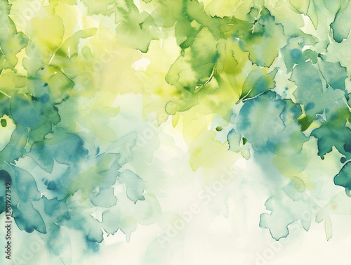 Nature-Inspired Abstract Foliage in Watercolor Style Generative AI  