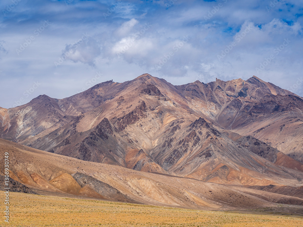 High altitude desert mountain landscape view along Pamir Highway in summer, Murghab, Gorno-Badakhshan, Tajikistan
High altitude desert mountain landscape view along Pamir Highway in summer, Murghab, Gorno-Badakhshan, Tajikistan