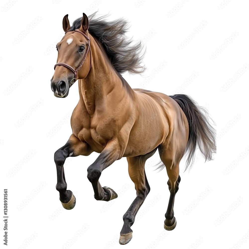 Fototapeta premium Arabian horse Run Jump, cut out object, on Transparent background
