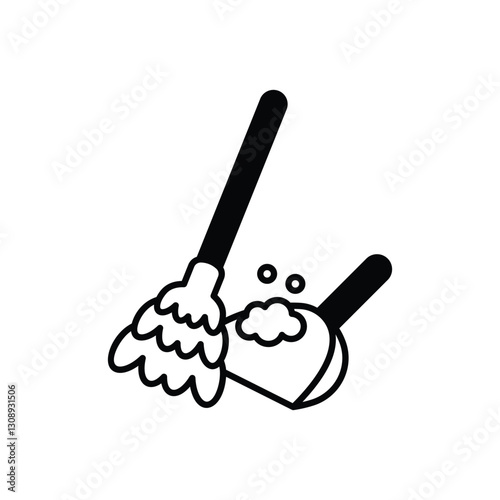 Broom and Dustpan Combo Vector icon
