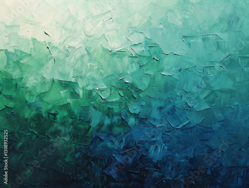 Textured Abstract Ocean Painting in Blue and Green Generative AI  