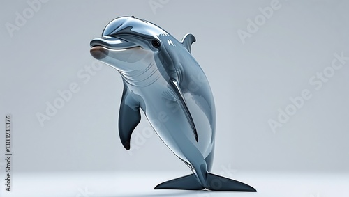 Dolphin jumping out of water on clean background