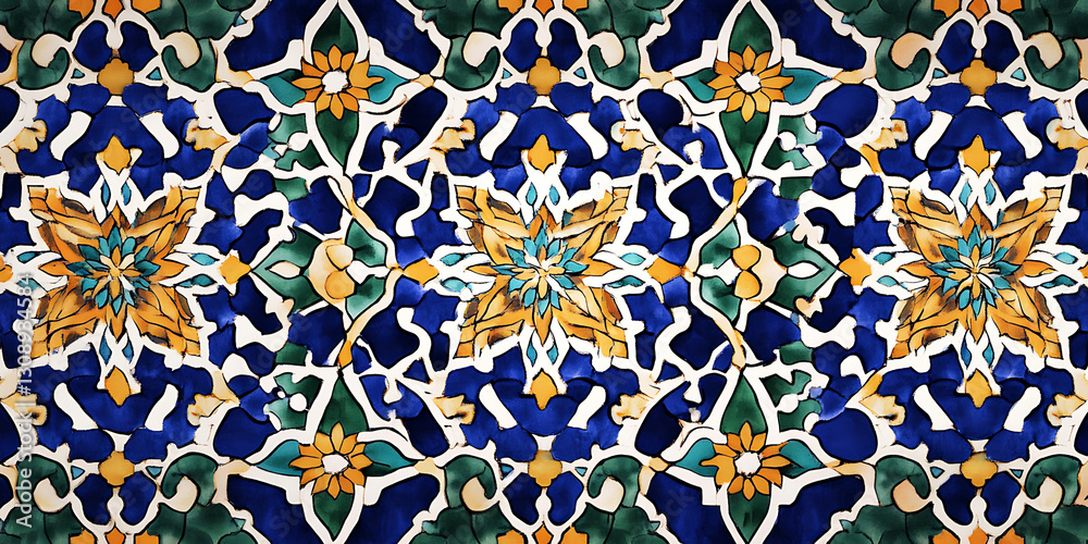 Seamless Interwoven Star and Floral Motif Pattern in Ornamental Style for Tiles, Wallpaper, or Textile Seamless Interwoven Star and Floral Motif Pattern in Ornamental Style for Tiles, Wallpaper, or Textile